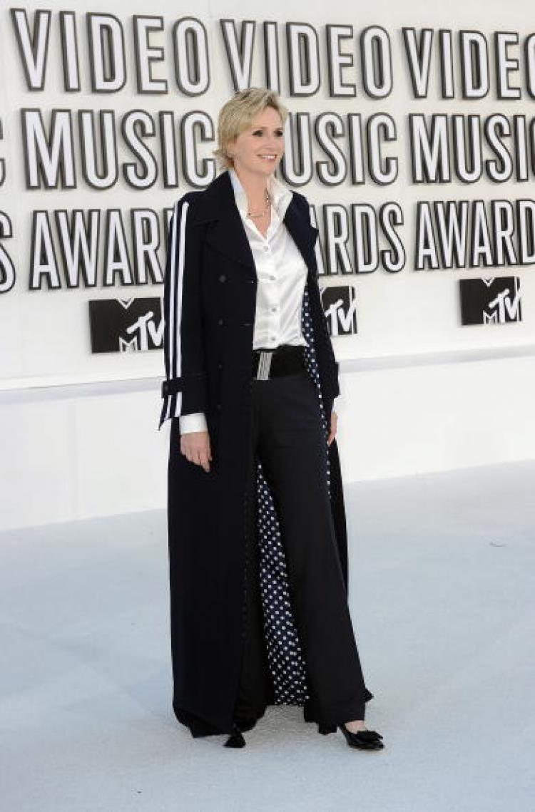 Actress Jane Lynch arrives at the 2010 MTV Video Music Awards at the Nokia Theater in Los Angeles on Sept. 12. (Robyn Beck/AFP/Getty Images)