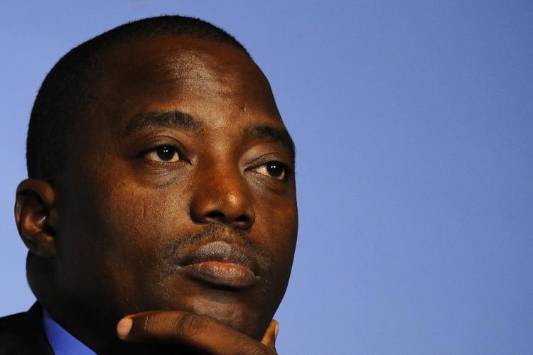 Congo's Democratic Republic President Joseph Kabila looks on during a press conference closing the 13th Summit of Francophone countries attended by some 70 nations, on Oct. 24, 2010 in Montreux. (Fabrice Coffrini/AFP/Getty Images)