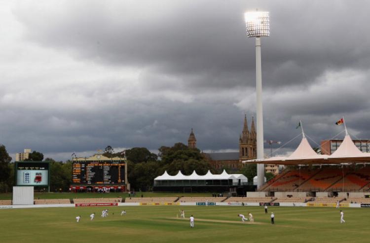 Rain clouds above Adelaide Oval ... A general view of the ground during Day 3 of the Tour Match between the South Australian Redbacks and England at Adelaide Oval on Nov. 13, 2010 in Adelaide, Australia. (Tom Shaw/Getty Images)