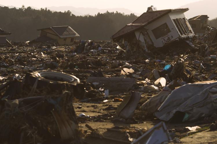 The destroyed area is seen within the exclusion zone, about 6km away from Fukushima Nuclear Power Plant, on April 12, in Namie, Fukushima Prefecture, Japan.  Tokyo Electric Power Co. (TEPCO), announced Thursday that a large part of the nuclear fuel inside one of its reactors most likely melted down. (Athit Perawongmetha/Getty Images)