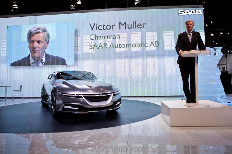 SAAB SAGA: Victor Muller, chairman of SAAB Automobile AB, speaks during the New York International Auto Show April 21 in New York City. Saab has apparently found a new Chinese partner, after the deal with manufacturer Hawtai did not work out. (Ramin Talaie/Getty Images)