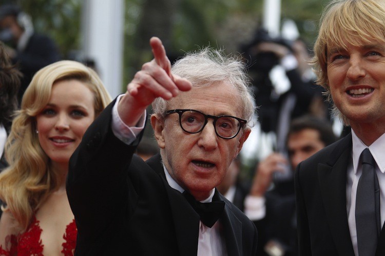 Director Woody Allen poses on the red carpet next to Canadian actress Rachel McAdams and actor Owen Wilson (R) before the opening ceremony and the screening of 'Midnight in Paris' at the Cannes Film Festival on May 11 in Cannes.  (Francois Durand/Getty Images)