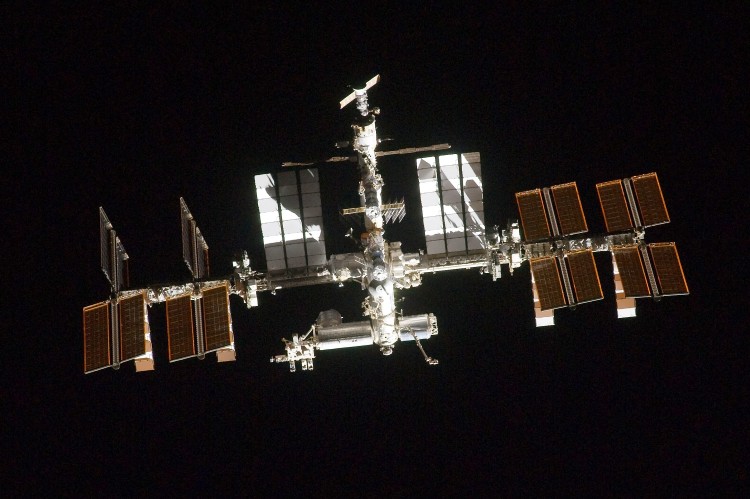 The International Space Station as photographed by a crewmember onboard Atlantis. (NASA via Getty Images)