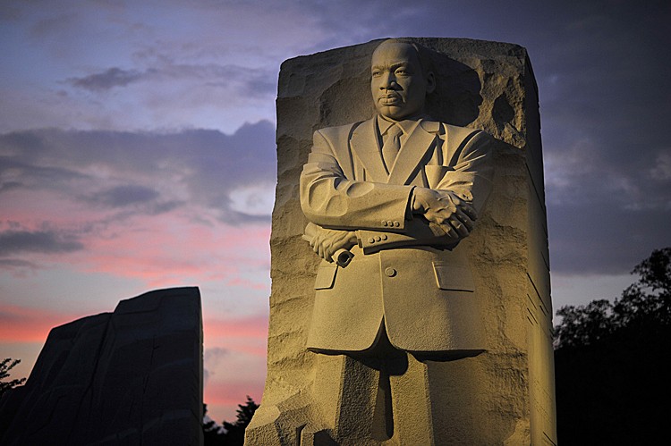 The sculpture of Martin Luther King seen on August, 26, in Washington. (MLADEN ANTONOV/AFP/Getty Images)