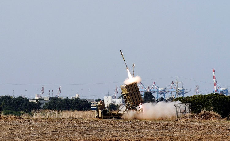 A missile is launched from the Israeli Iron Dome defense missile system