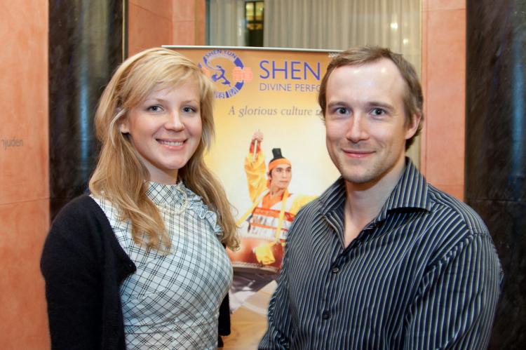 Petrus and Petra Lindquist at Shen Yun's last show this year at Konsert & Kongress, Linköping, Sweden, March 21 (Jason Wang/The Epoch Times)