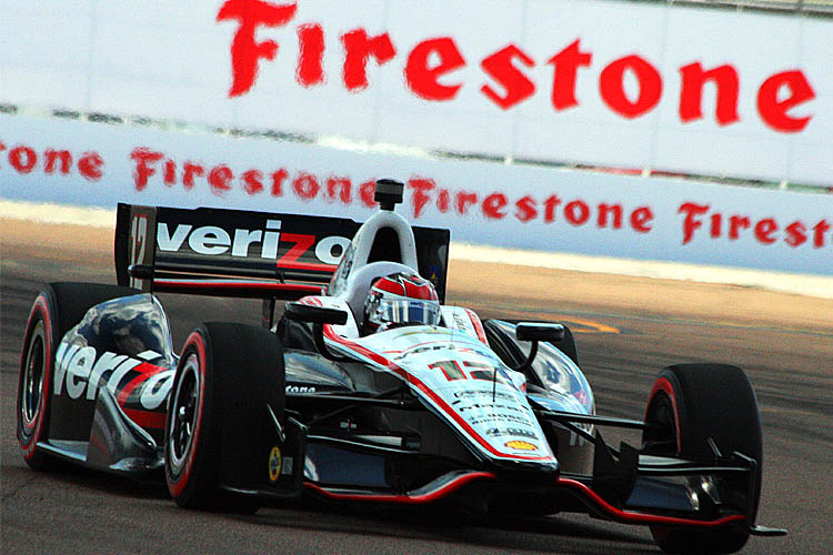 Firestone has signed on to be IndyCar's sole tire supplier through 2018. Here Will Power gets maximum performance out of his Firestone tires at the start of the 2012 Honda Grand Prix of St. Petersburg. (James Fish/The Epoch Times)