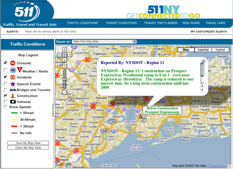 BEFORE YOU GO: New York State launched their 511 transportation hotline on Thursday. Their Web site offers comprehensive updates on traffic and transit conditions.  (SCREEN SHOT)