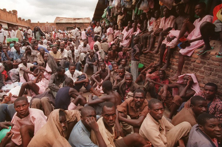 Prisoners in Kigali suspected of the 1994 massacres in Rwanda in April 1995. In the genocide an estimated 800,000 people were killed over the course of three months. (Christophe Simon/AFP/Getty Images)