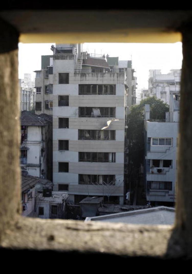 The Nariman House Jewish cultural centre is seen through a window in Mumbai on December 24, 2008. Nariman House, in Mumbai. (Sajjad Hussain/AFP/Getty Images)