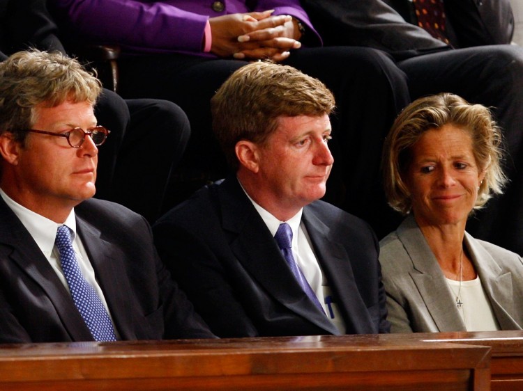 The children of the late Sen. Ted Kennedy (D-MA), (L-R) Teddy Kennedy Jr., Rep. Patrick Kennedy (D-RI) and Kara Kennedy, listen as U.S. President Barack Obama addresses a joint session of the U.S. Congress, at the U.S. Capitol, Sept. 9, 2009. (Alex Wong/Getty Images)