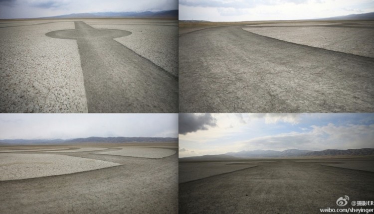 BMWs viral marketing in China: the original pictures from Weibo show strange circles in the desert. (Weibo.com)