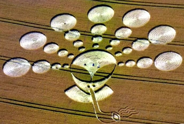 YouTube screenshot of an alien head formation near the Cherhill White Horse in Wiltshire on July 27. (The Epoch Times)