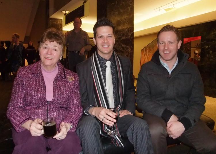 L-R: Charlotte Wojtowicz, her son Dan Wojtowicz, and Jared Prince enjoyed Shen Yun in Calgary on March 27. (Justina Wheale/The Epoch Times)