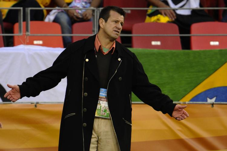 Dunga reacts with despair as Brazil go down to Netherlands. (Fabrice Coffrini/AFP/Getty Images)