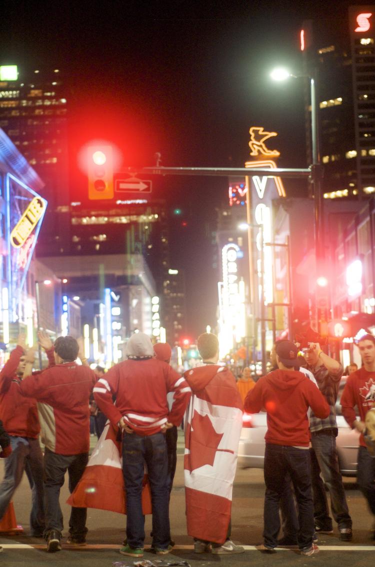 With the city clad in Canada's colour, there is patriotic fervour here unseen in a generation. (Matthew Little/The Epoch Times)