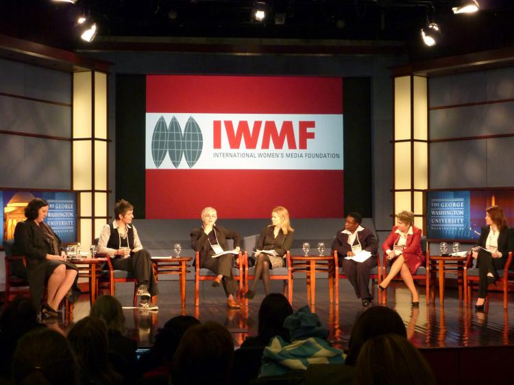 MEDIA EXECS: A panel of women media executives from different countries, gathered at George Washington University to discuss women in media, during the International Women Media Leaders Conference on March 23. (Andrea Hayley/The Epoch Times)