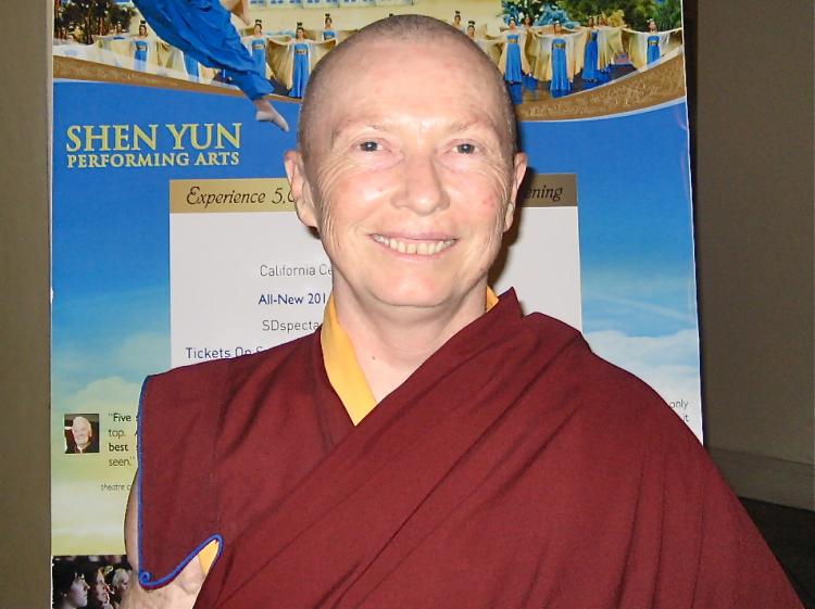 Professor Karma Lekshe, a Buddhist nun and accomplished author and professor at University of San Diego was in attendance May 5. (Jana Li/The Epoch Times)