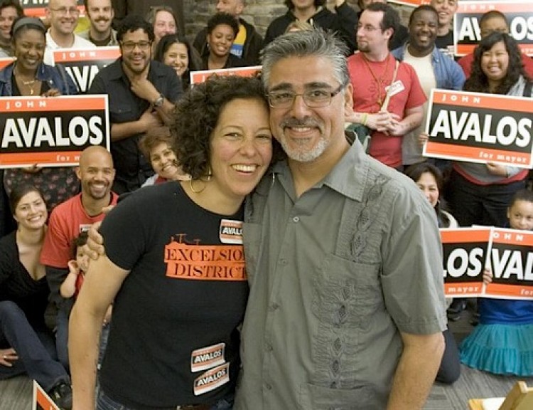 John Avalos and his wife, Karen Zapata, at a May Day campaign meeting. (Avalosformayor.org)