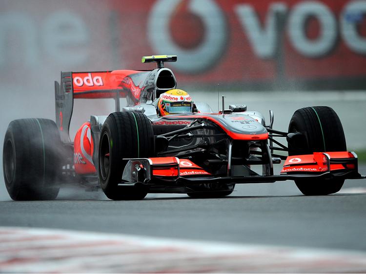 McLaren driver Lewis Hamilton practices for the Formula 1 Belgian Grand Prix at the Spa-Francorchamps circuit. (Denis Charlet/AFP/Getty Images)