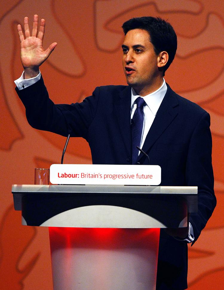 Ed Miliband reacts after being elected new leader of Britain's opposition Labour Party ahead of its annual conference in Manchester, north-west England, on September 25, 2010. (Paul Ellis/AFP/Getty Images)