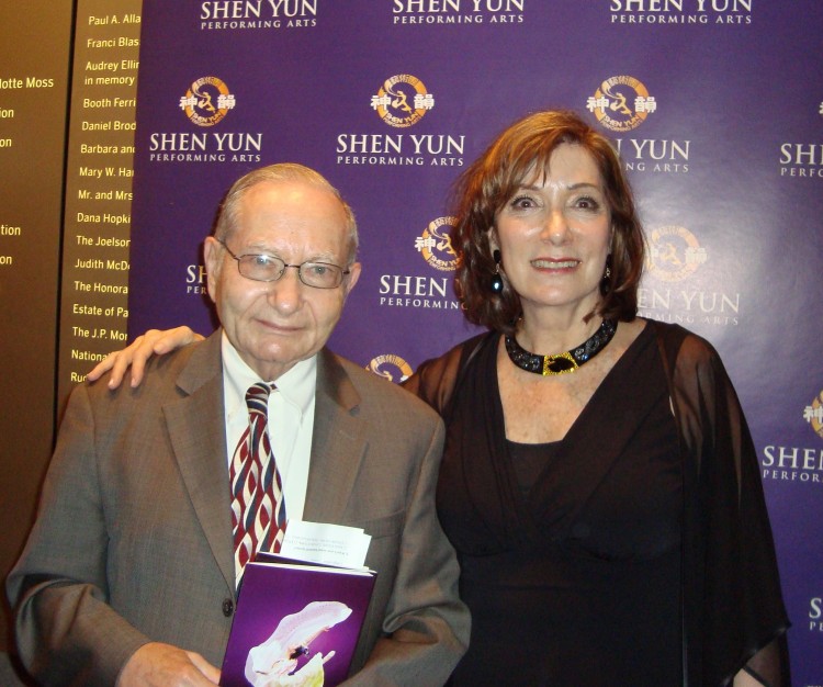 Doctor Mitchell Kurk with Gail Rachlin from Chinese Arts Revival, the host of Shen Yun Performing Arts at Lincoln Center's David H. Koch Theater on June 24.  (The Epoch Times)