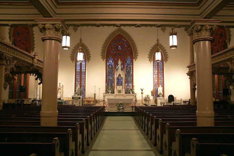 SANCTUARY: The interior of Our Lady of Lourdes Church on West 142nd Street.  (Tim McDevitt/The Epoch Times)
