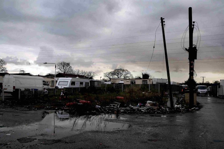 Dale Farm Travelers' site in Cray's Hill, Essex, England. The Travelers living on the site are set to be evicted in the next two weeks.   (Courtesy of Mary Turner)