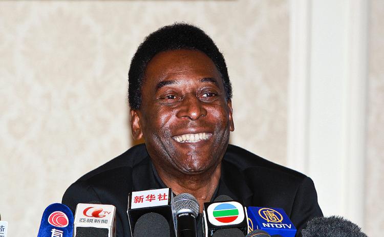 Pelé during a press conference in Hong Kong on Monday March 7 (Adrian Yu)