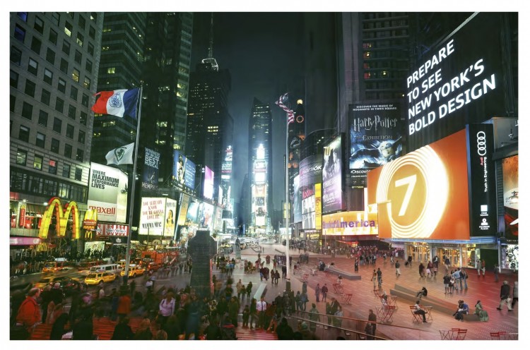 A rendering of what the new redesigned pedestrian areas of Times Square will look like. (Courtesy of Times Square Alliance)