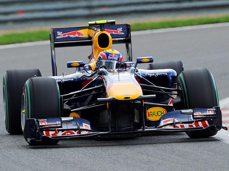 Mark Webber put his Red Bull on the pole for the Formula One Belgian Grand Prix. (Denis Charlet/AFP/Getty Images)