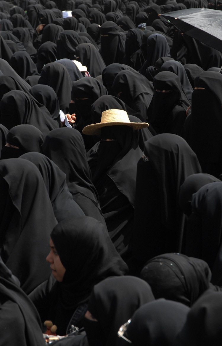 Yemeni women take part in a rally to mark International Women's Day in Sanaa on March 8, 2008. The treatment of women in Yemen, particularly domestic abuse, has driven many women in the country to murder their husbands. (Khaled Fazaa/AFP/Getty Images)