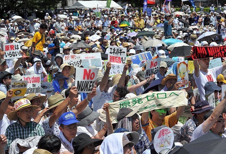 Tens of thousands of protesters take part in an anti-nuclear rally