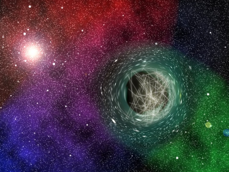 Artist's impression of a black hole, surrounded by axions. (Vienna University of Technology) 