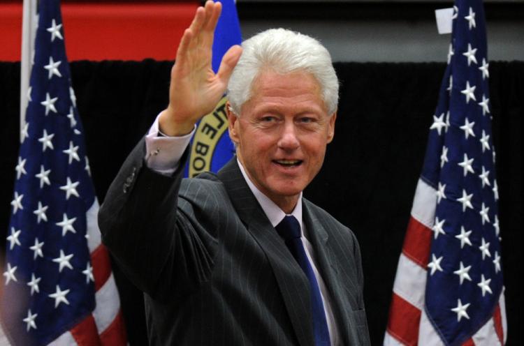 Bill Clinton arrives to endorse Nevada Senator Harry Reid during a pre-Early Vote campaign rally at Valley High School in Las Vegas on October 12, 2010.  (Mark Ralston/AFP/Getty Images)