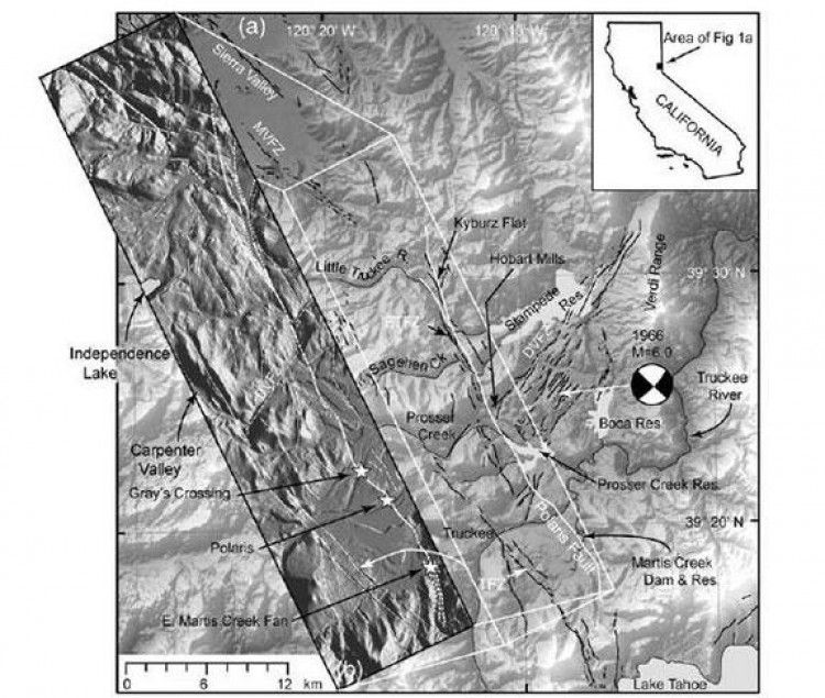 Regional map showing location of the Polaris fault and selected regional faults from the U.S. Geological Survey (USGS). (BSSA/USGS/USACE)