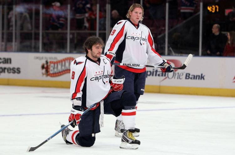 Alex Ovechkin and Nicklas Backstrom lit up the Rangers at MSG on Thursday night. They combined for eight points in a 6-5 win. (Jim McIsaac/Getty Images )