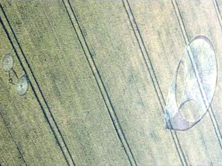 YouTube screenshot of an alien-shaped formation at Charlbury Hill in Wiltshire on July 20. (The Epoch Times)