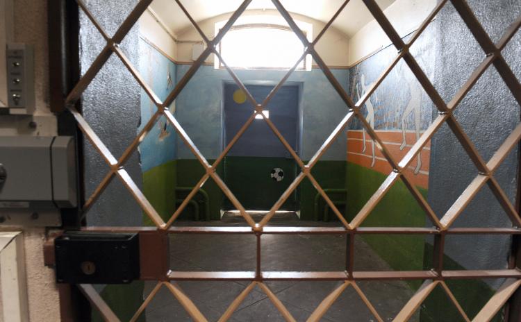 Partial view, taken on August 18, 2009, of the prison in Orleans, central France, during the visit of French Justice Minister Michele Alliot-Marie, who announced on this day measures conceived to prevent suicides in prison. (Alain Jocard/AFP/Getty Images)