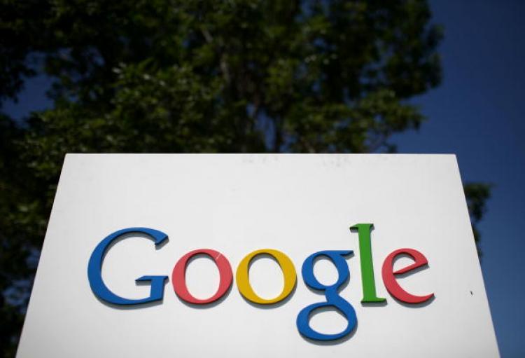 A sign is displayed outside of the Google headquarters.  (Justin Sullivan/Getty Images)