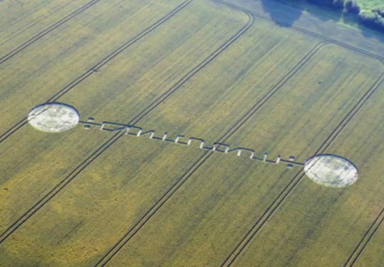 Line-shaped formation at Honey Street in Wiltshire on July 2. (The Epoch Times)