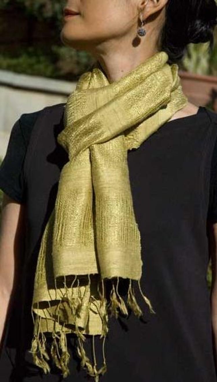 A silk scarf made by Lao women with respect for the environment and the women weavers. (Courtesy of Pedestal Public Relations)