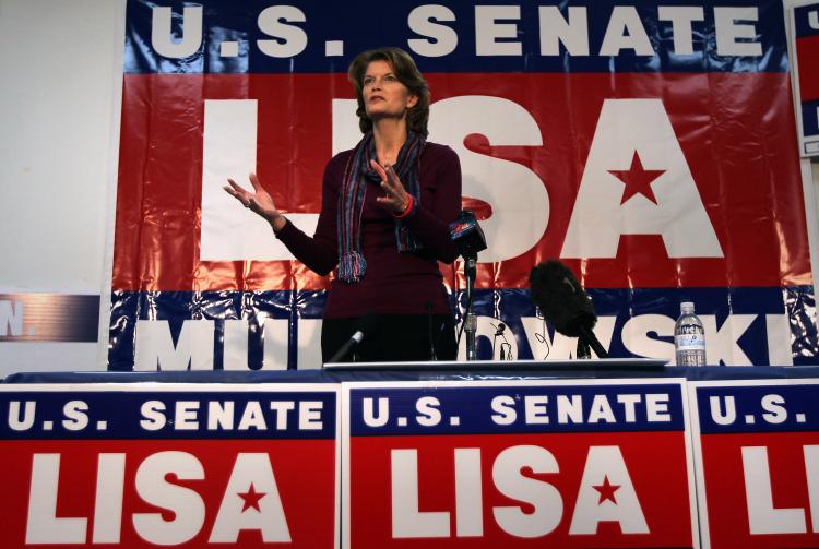 Sen. Lisa Murkowski (R-AK) speaks during a post-election press conference November 3, 2010 in Anchorage, Alaska.  (John Moore/Getty Images)