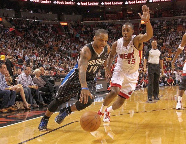 SPEEDY DELIVERY: Jameeer Nelson had several fourth-quarter drives to the basket in the Orlando Magic's defeat of the Miami Heat on Thursday to add to their impressive 3-point shooting. (Mike Ehrmann/Getty Images)