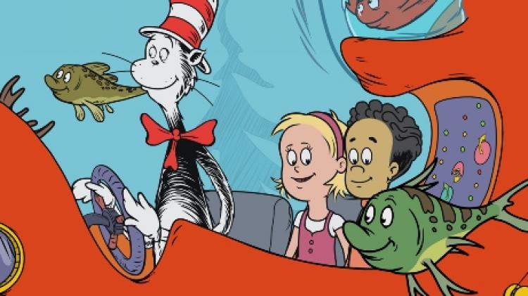 Dr. Seuss: The Cat in the Hat (L) takes Nick (R) and Sally on a 'tiny' adventure. (PBS KIDS)