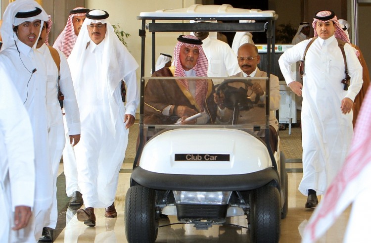 Saudi Foreign Minister Prince Saud al-Faisal (C-L) arrives in a buggy to attend an Arab ministerial committee meeting in Doha to discuss the Syrian crisis on June 2. Qatar and Saudi Arabia have supported competing political interests in the Middle East, writes Giorgio Cafiero. (Karim Jaafar/AFP/GettyImages)