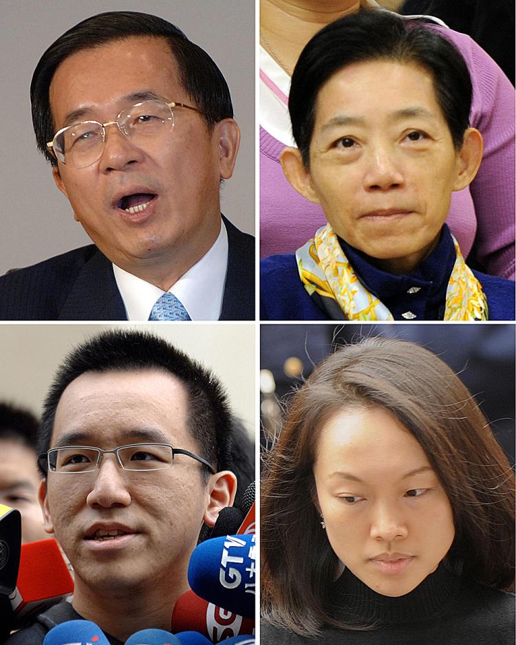 Former Taiwanese president Chen Shui-bian (top L), his wife Wu Shu-chen (top R), his son Chen Chih-chung (bottom L) and daughter-in-law Huang Jui-ching (bottom R) (Patrick Lin/AFP/Getty Images)