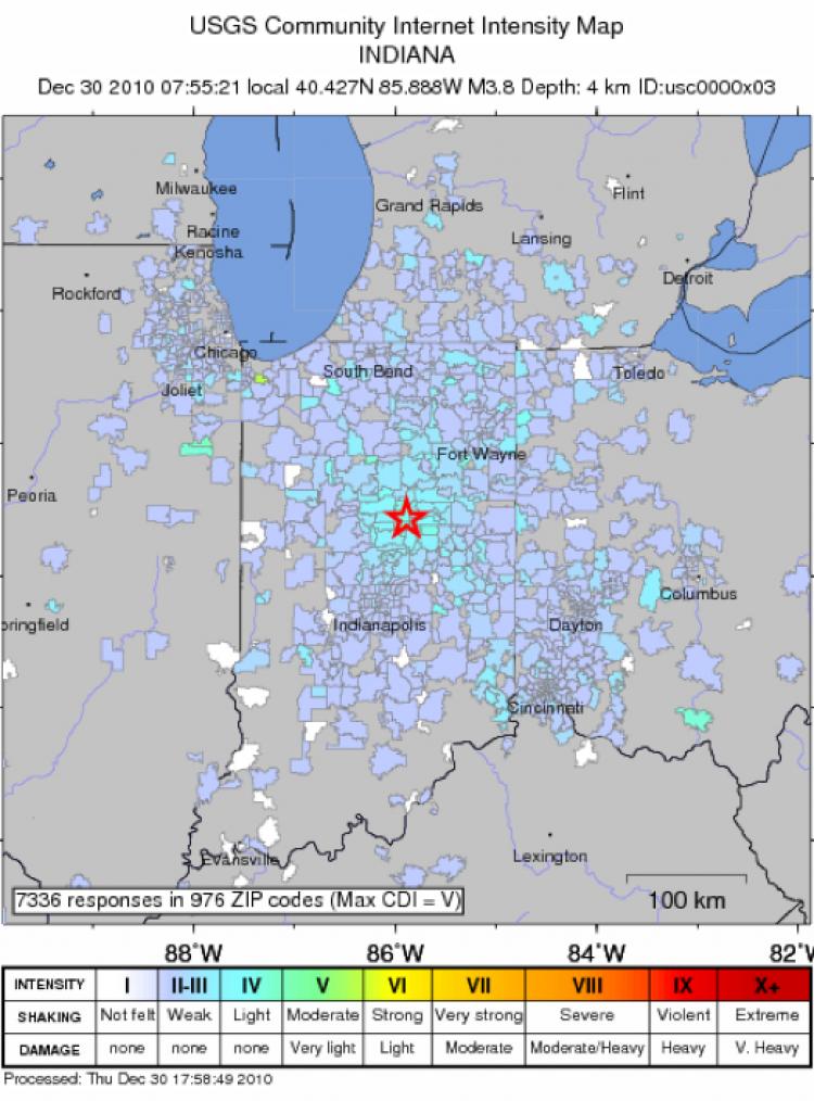 Earthquake in Indiana: U.S. Geological Survey's Community Internet Intensity Map (U.S. Geological Survey)