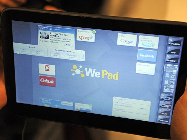 German IT company Neofonie's new 'WePad' tablet computer can be seen at a press conference in Berlin on April 12, 2010. (Axel Schmidt/AFP/Getty Images)