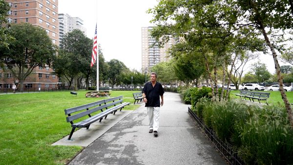 Ronnie Tishkevich walking through the park where he takes Michael